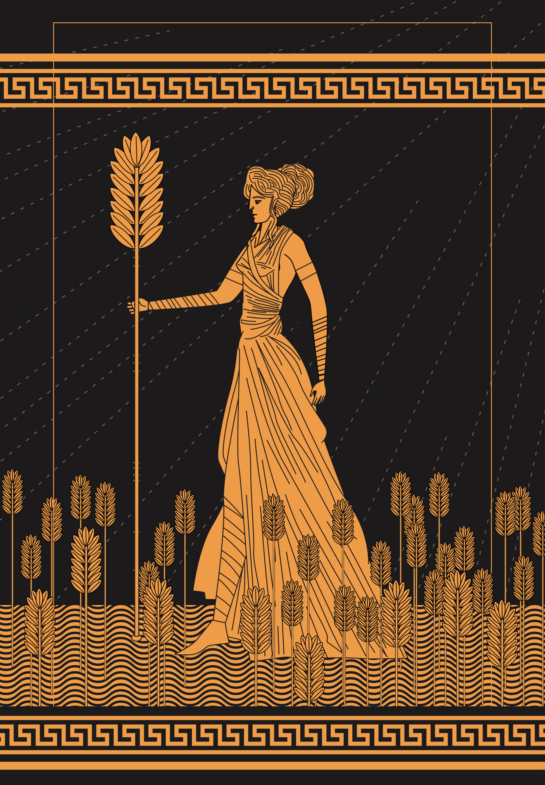Image of Demeter, Greek goddess of agriculture, on plantation