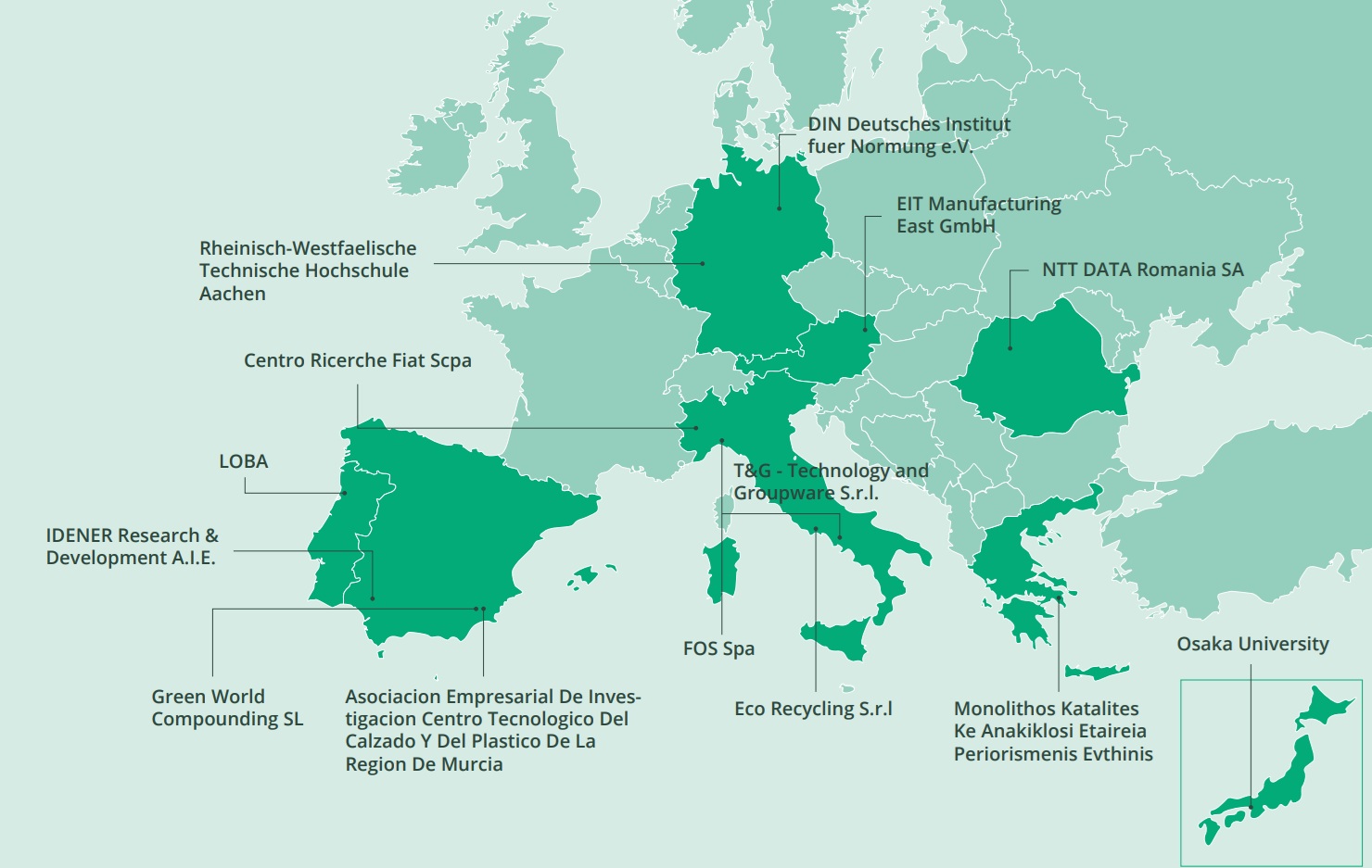 Map showing DATA4CIRC partners